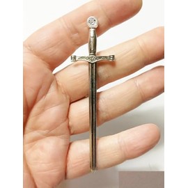 Morezmore M01128-Silver 1pc Miniature Sword Weapon 92 x 24 mm Doll Dollhouse Mini 1:12 Scale QC1