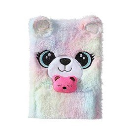 Dodheah Diary Girls Notebook for Girls Plush A5 Travel Diary School Notepad Kids Girls Festival Birthday Gift Colour Bear