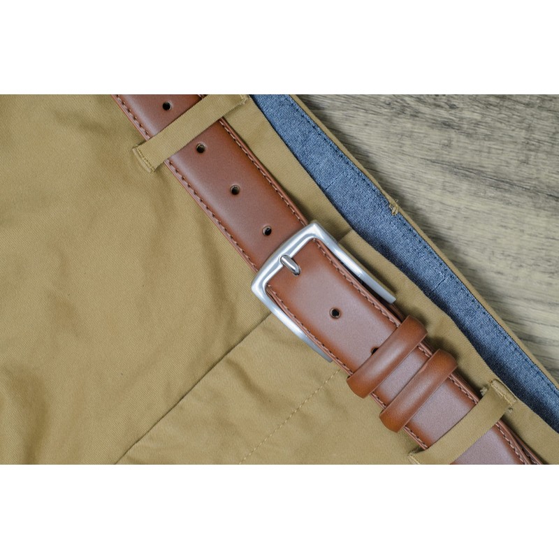Ashford Ridge Mens 33mm Double Loop Leather Belt - Brown