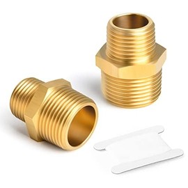 ERGAOBOY 2 Pcs 3/8" BSP Male Thread - 1/4" BSP Male Thread Brass Reducer Hex Nipple Connector Pipe Fittings