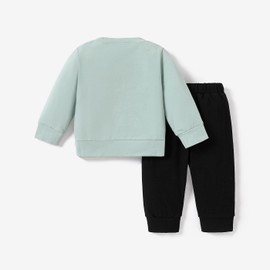 PATPAT Baby Boys Girls Sweatshirt and Tops Toddler Fall Clothes Set Cotton Outfits Long Sleeve Pullover and Casual Jogger Pants 6-9M