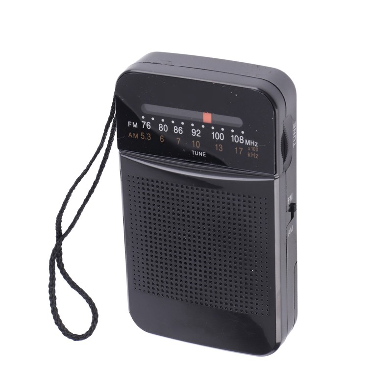 Portable AM FM Radio Black Color Headset Pluggable Built in