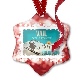 NEONBLOND Christmas Ornament Vail Ski Resort - Colorado Ski Resort, red