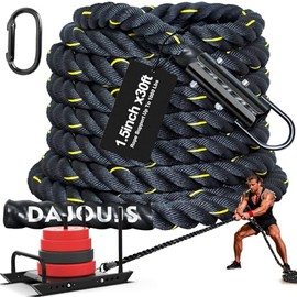 Cuerda de tracción de trineo de entrenamiento de peso, 1.5 x 30 pies, cuerda de tracción de trineo de entrenamiento resistente para tirar de neumáticos, entrenamiento de fútbol, equipo de ejercicio de