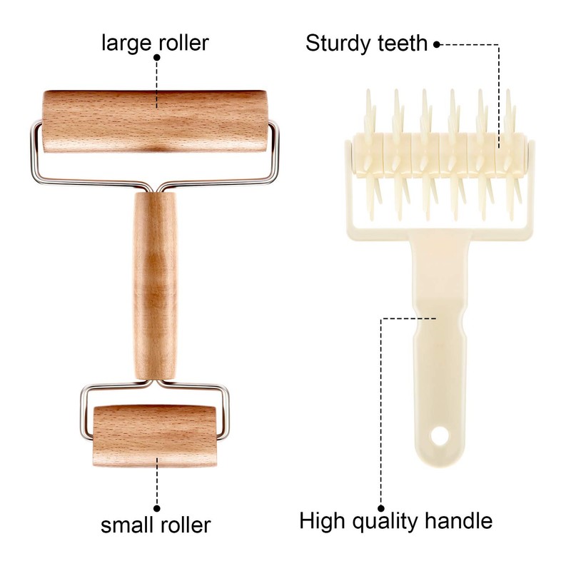 Mudder 2 Pcs Pizza Dough Roller Docker Set, Plastic Dough