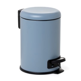 TATAY Bathroom Trash Bin with Stainless Steel Pedal, 3L Capacity, Remvable Inner Case, Cushioned Drop Closure, BPA Free, Blue. Measures 17,5 x 22,5 x 25 cm.