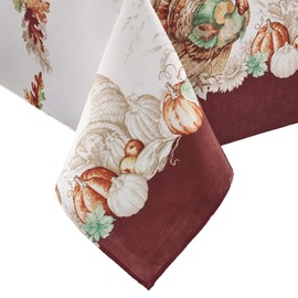 Elrene Home Fashions Holiday Turkey Bordered Fall Wrinkle Resistant Tablecloth, Seasonal Dining-Table Cover, 60" x 102" Rectangle