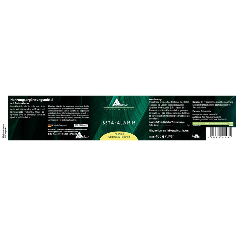 Beta-Alanin Pulver nach Dr. med. Michalzik - ohne Zusatzstoffe -
