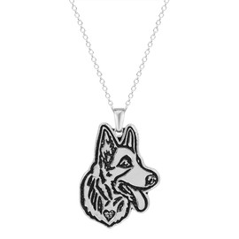 southbankstore German Shepherd Dog Necklace with Heart Pendant Greyhound Memorial Gift, Zinc