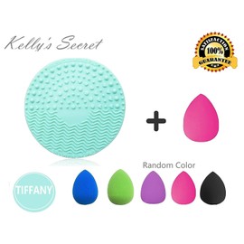 Baby Beauty Makeup Brush Cleaning Mat Tool Pad + Cosmetic Makeup Beauty Sponge Blender Gift