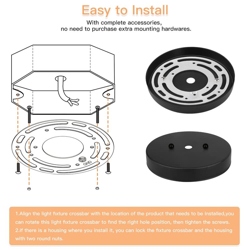 Upgraded Version - 2 Sets 4" Diameter Light Fixture Mounting