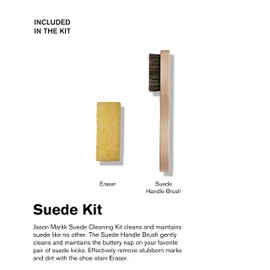 Jason Markk Suede Cleaning Kit - Horsehair Bristle Brush - Shoe Stain Eraser - Suede and Nubuck Cleaner - Dry Cleans Fabric and Dirty Midsoles - Effectively Removes Stubborn Dirt from Footwear
