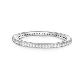 Glanzstücke München Women's Ring Sterling Silver Cubic Zirconia White - Memory Ring Stacking Ring Filigree, Silver, Cubic Zirconia