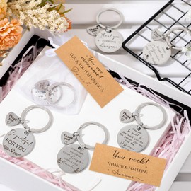 Otuuz 18 Sets Employee Appreciation Gifts Appreciation Keychain Inspirational Thank You Cards White Organza Bags for Friendship Teacher Colleague Office Farewell Retirement Going Away Leaving Present
