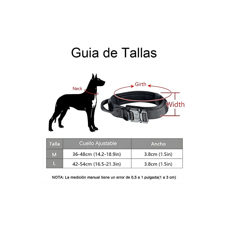 Kokila Collares Tácticos para Perro Ajustable, Mediano, Verde, M