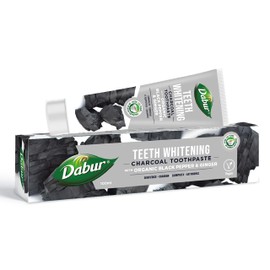 Dabur Teeth Whitening Charcoal Toothpaste 100ml with Organic Black Pepper & Ginger - Natural Oral Care for Brighter Smile and Healthy Gums