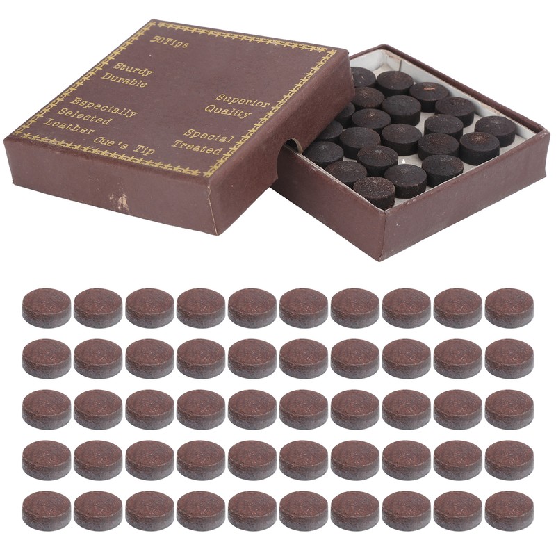50pcs/box 10mm Cue Tips Kit Snooker Red Leather Cue Stick