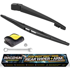 Rear Wiper Arm Blade Assembly, Replacement for Honda Pilot 2003–2008 | Back Windshield Wiper Blade Arm Set, With Rear Window Wiper Arm Nut Cap Cover Accessories | OEM-Style Precision