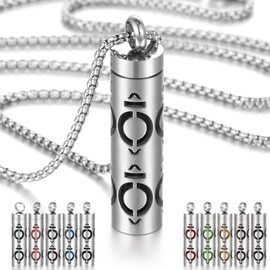 JEAN SMILE Essential Oil Necklace for Women, Aromatherapy Pendant Necklace 316L Stainless Steel Diffuser Necklace, Essential Oil Jewelry Gift for Men Women, Christmas, Birthday XN046-01