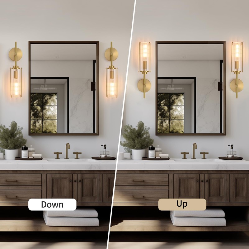 HermnJakk Modern Brass Wall Sconce,18" Gold Wall Sconces,Bathroom Vanity Light