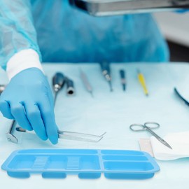 MILISTEN Plastic Medical Instrument Tray Plate Procedure Compartment Tray Oral Treatment Plate Lab Instrument Tools for Clinic Lab Supplies Use Blue