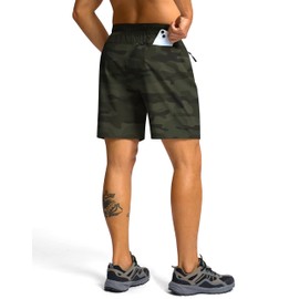 G Gradual Men's Hiking Shorts 7"/9" Lightweight Athletic Shorts for Men Quick Dry Stretch Casual Shorts with 3 Zipper Pockets(7inch,Grey Sage Camo,XL)
