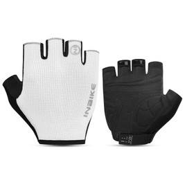 INBIKE Cycling Gloves for Mens MTB Womens Road Bikes Cycle Padded Mens Fingerless Bicycle Accessories Biking Gel Exercise Gym Half Finger White M