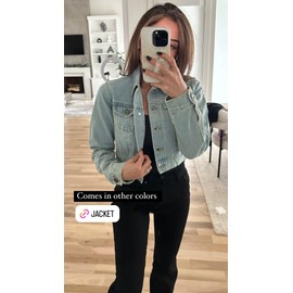 Grabsa Women's Jean Jacket Button Down Long Sleeve Cropped Casual Denim Jacket