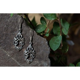 WINDALF Celtic-Irish Manja Women's Earrings 4.1 cm Celtic Protection Knot of Infinity 925 Sterling Silver, Fabric jewellery bag