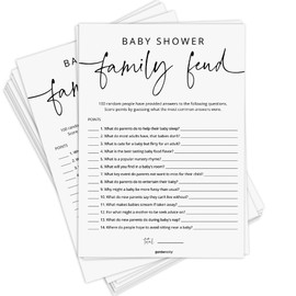 GardenCity 50 Baby Shower Family Feud Game Cards, Fun Baby Shower Games Activity for Boy or Girl, Gender Neutral, Minimalist