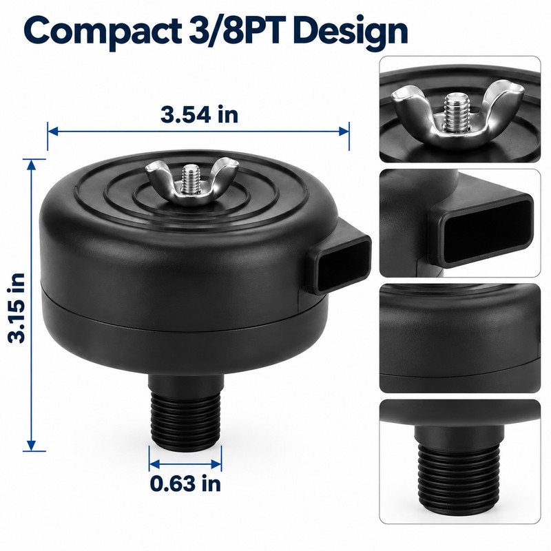 Air Compressor Intake Filter Silencer – 3/8 PT Male Thread