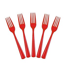 Exquisite Red Plastic Forks 50 Pieces Red Forks Disposable Utensils Heavy Duty Plastic Cutlery Set Disposable Cutlery Sets Flatware Sets Silverware Set For Party Supplies & Party Tableware