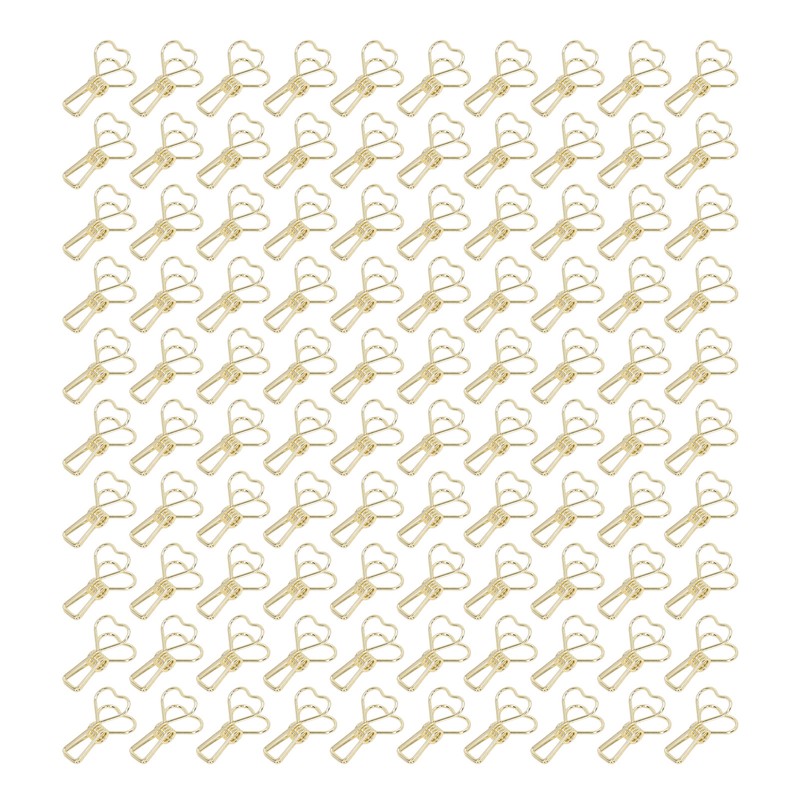 100pcs Binder Clips Heart Style Long Tail Shape Metal Iron