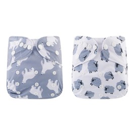 Baby Cloth Diapers One Size Adjustable Washable Reusable for Baby Girls and Boys 2 Pack with 2 Inserts