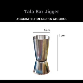 Tala Stainless Steel Cocktail Jigger - Dual Spirit Measuring Cup for Home Bar - Single & Double Shot Measure, 25ml & 50ml, Silver