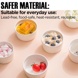 Mini Ramekins 1.5 oz Set of 6, Small Ceramic Bowls for Dips, Souffle, Creme Brulee, and Baking - Stackable Porcelain Ramekins Oven Safe, Microwave & Dishwasher Safe, Ideal for Desserts & Charcuterie Boards