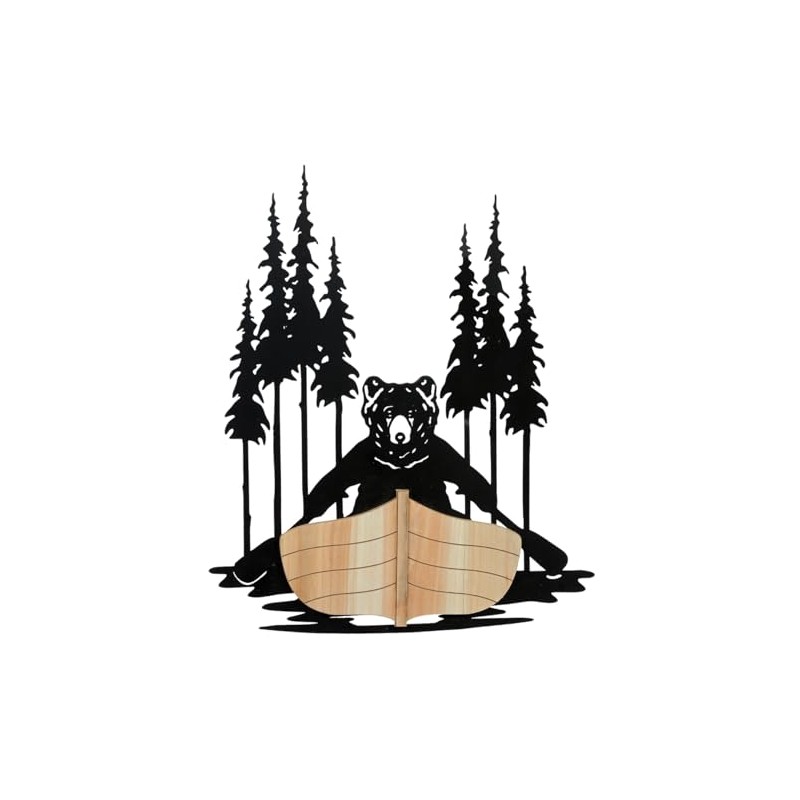 BLACK FOREST DECOR Canoe Bear Metal Wall Art