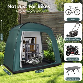 Bike Storage Tent, Outdoor Portable Bike Tent for 2-3 Bikes, Bicycle Storage Sheds with 210D Oxford Fabric PU4000 Waterproof for Bicycles, Motorcycle, Garden Tools