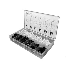 Assorted Round Cable Nail Clips Black & White 4mm to 12mm- 390 PCS
