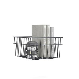 furni24 Metal Basket - Modern Wire Basket for Storage - Sturdy and Stylish Organiser for Office, Living Room or Bathroom, Charcoal