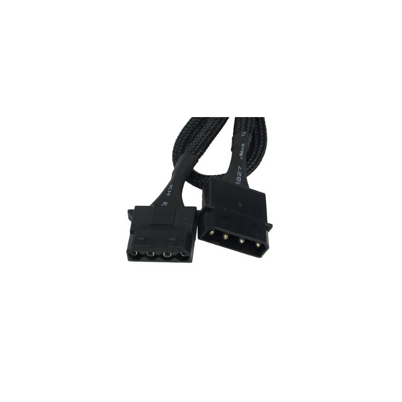Phobya 4Pin Molex Stromverlängerung 60cm - Schwarz Kabel Lüfterkabel und
