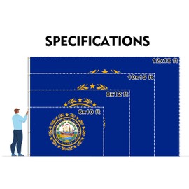 New Hampshire State Extra Large Flag 6x10FT NH Giant Flag Polyester Vivid Color With 3 Brass Grommets For New Hampshire Themed Festival Events Party Decoration Indoor Outdoor (NH, 6x10ft)
