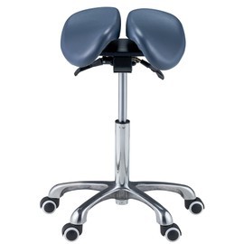 Master Massage Berkeley MS13D Ergonomic Posture Saddle Chair-Two-Part Saddle Stool- Hydraulic Swivel Rolling Seat Stool and Height- Aluminum Base with Soft Rubber Wheel Casters-Black