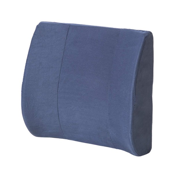 Essential Medical Supply Molded Lumbar Cushion with Elastic Positioning Strap in Navy