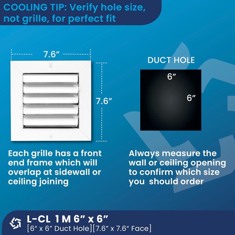 Aluminum 1-Way Vent Cover: Adjustable Curved Blade Air Supply HVAC