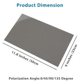 Adhesive Polarized Film Sheets 0/90/45/135 Degree Polarizer Linear Polarizing Filter 11.8x9 inches for Screen Repair and Educational Physics, 4 Pack
