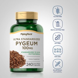 Pygeum 100mg Capsules | 240 Count | Standardized Extract | Supplement for Men | Non-GMO, Gluten Free | by Piping Rock