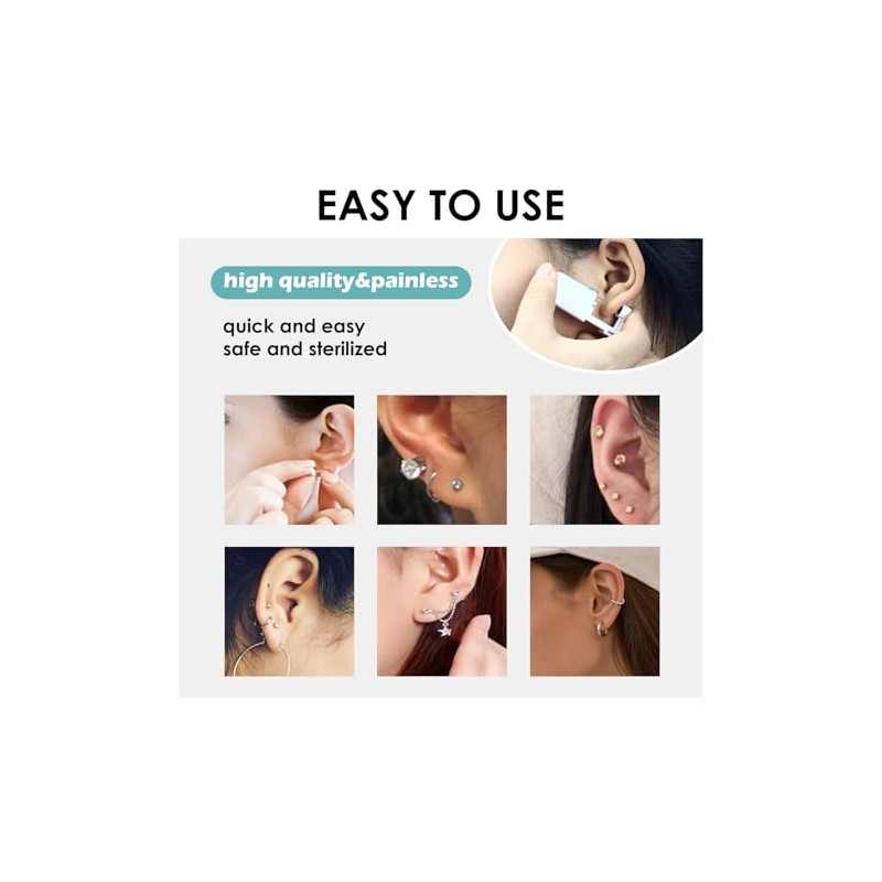 DJCIW 14PCS Ear Piercing Kit,Ear Piercing Gun kit Set for