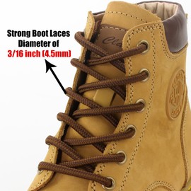 PTERYBIRD Brown Tan Heavy Duty Boot Laces,2 Pairs 3/16" Thick Strong Round Replacement Shoelaces for Work,& Hiking Boots,Durable Shoe Strings,44" (110cm)