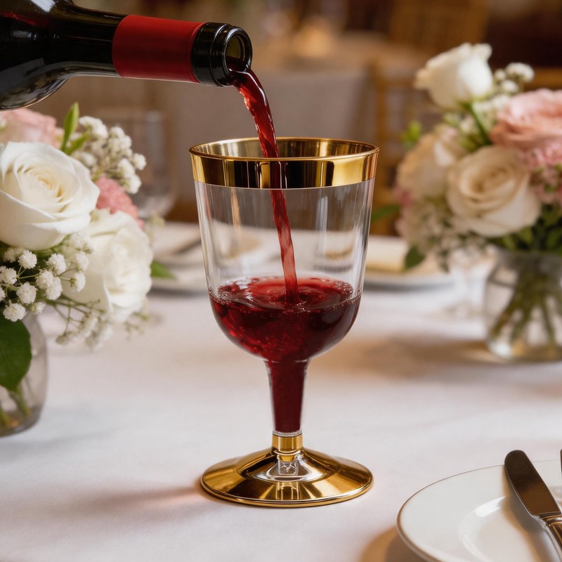 48PCS Plastic Wine Glasses with Gold Rim, 6 Oz Stemmed